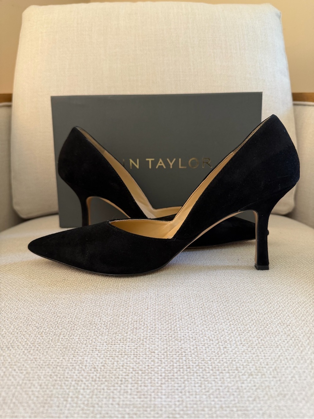 Ann Taylor Azra Black Suede Pointed-Toe Pumps